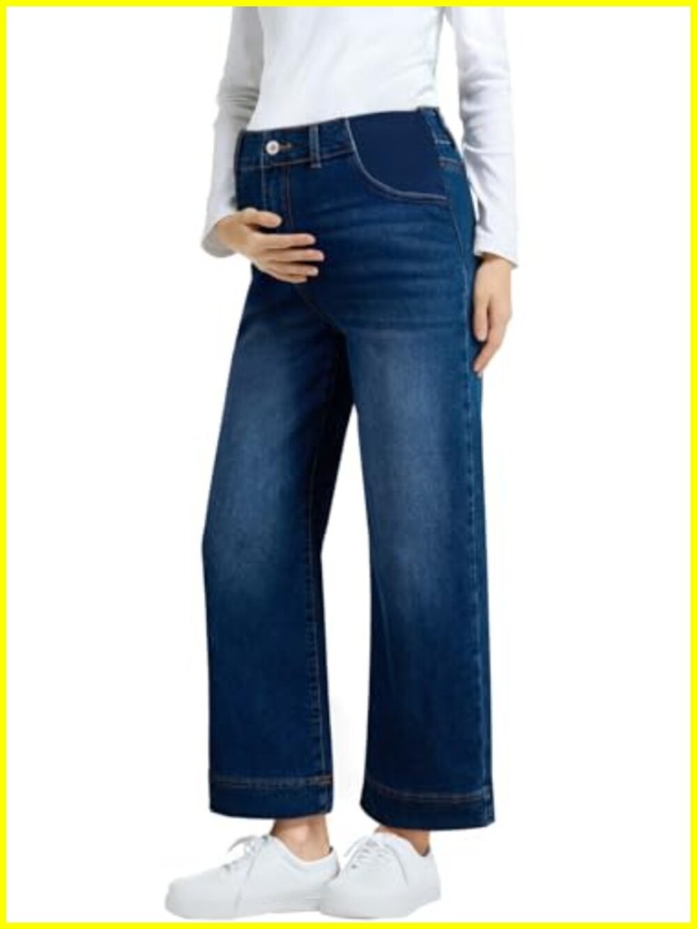 High Waisted Wide Leg Maternity Jeans with Elastic Side Panels